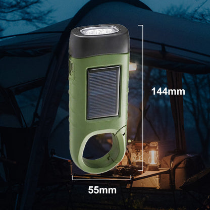 Zewnętrzna lampa awaryjna (korbowa + solarna + ładowanie przez USB)